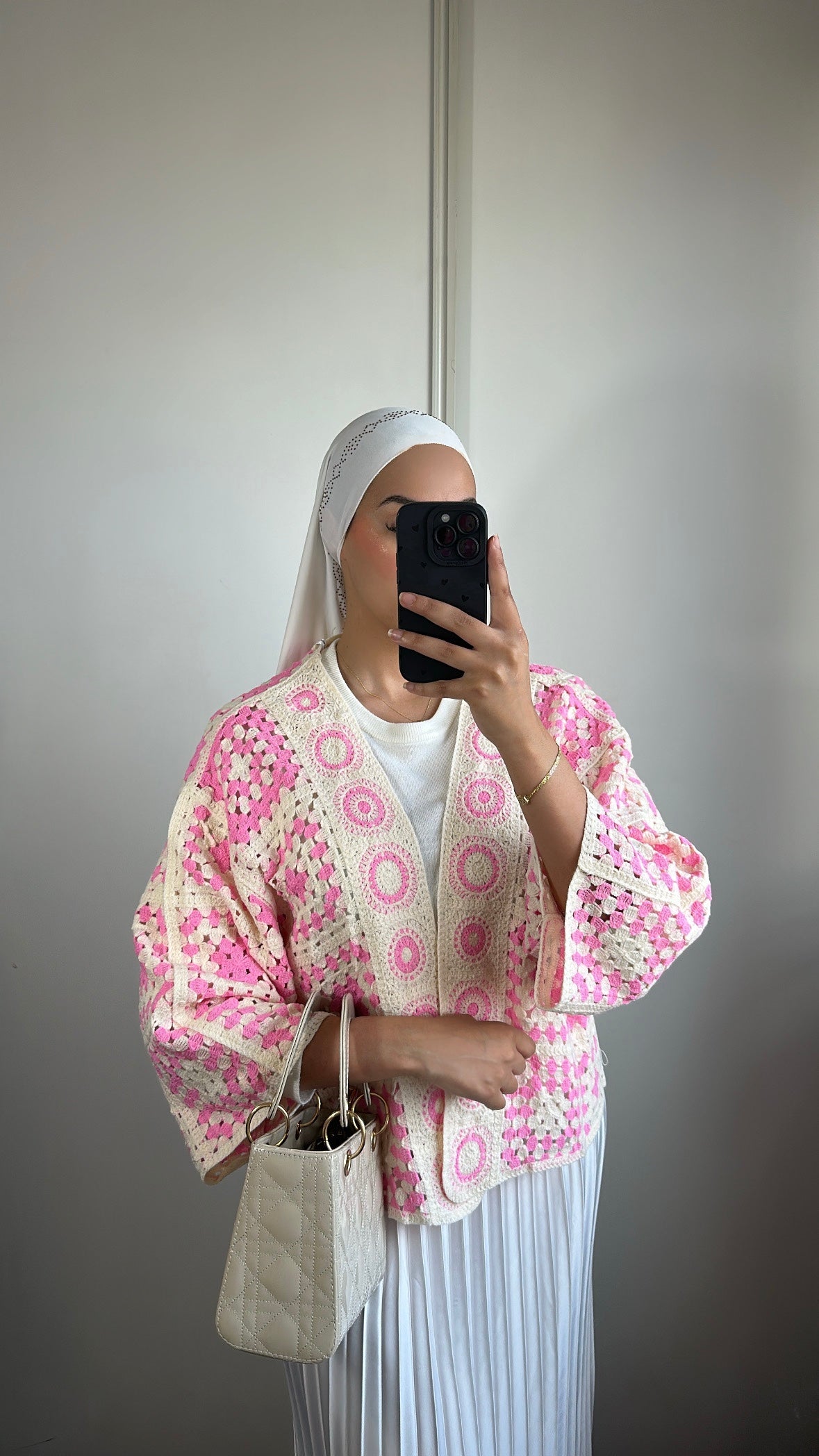 Gilet crochet - Rose