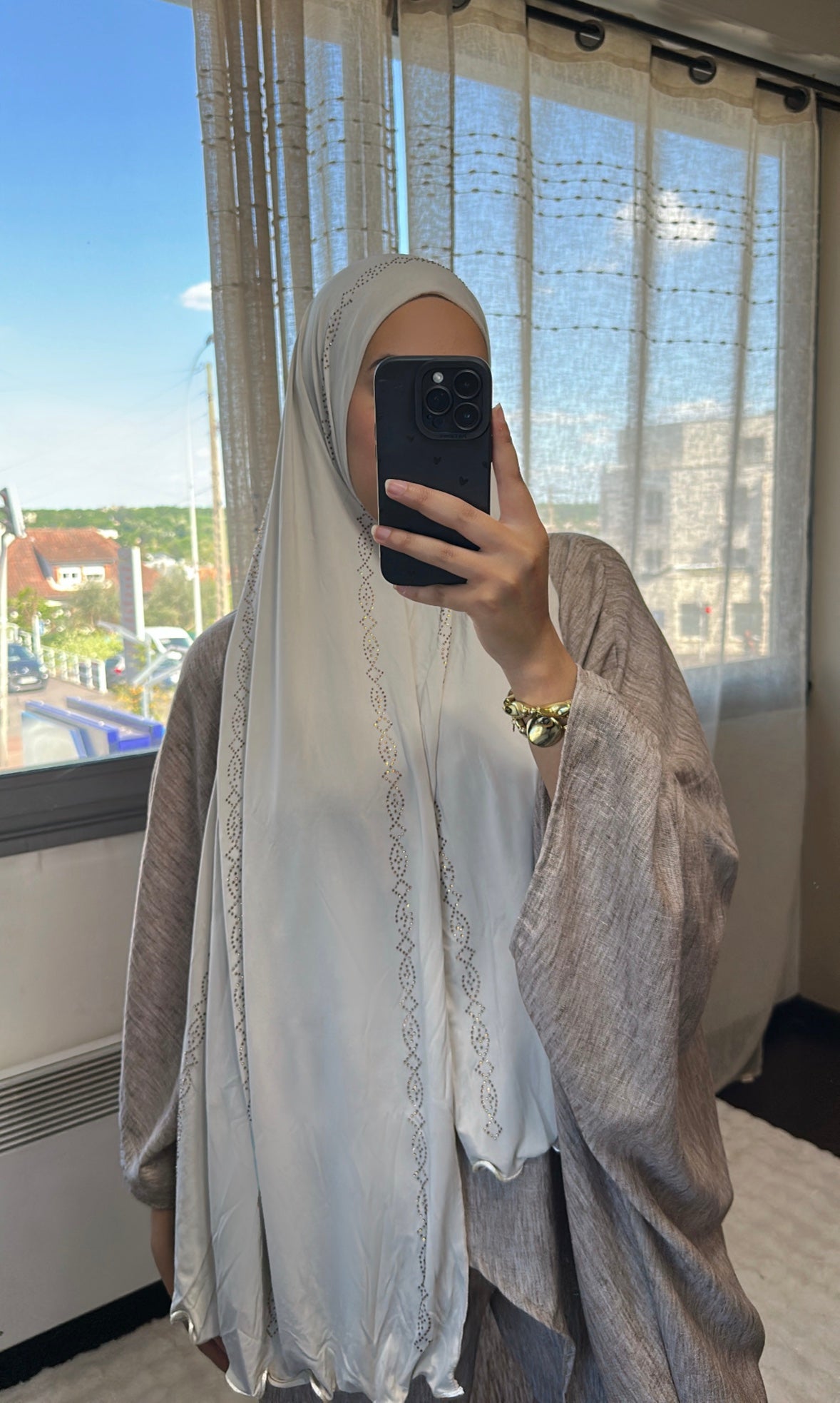 jersey de luxe strass - ondulé crème