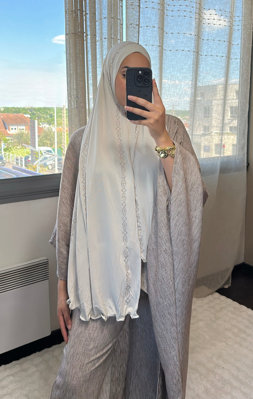 jersey de luxe strass - ondulé crème