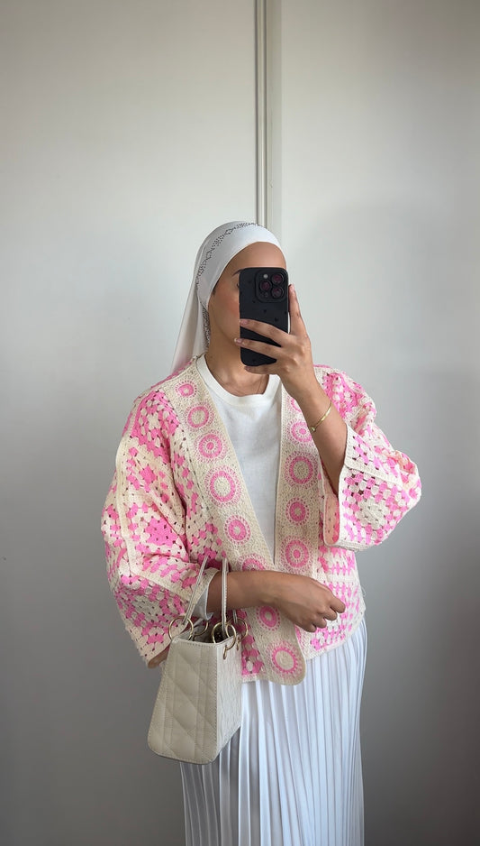 Gilet crochet - Rose