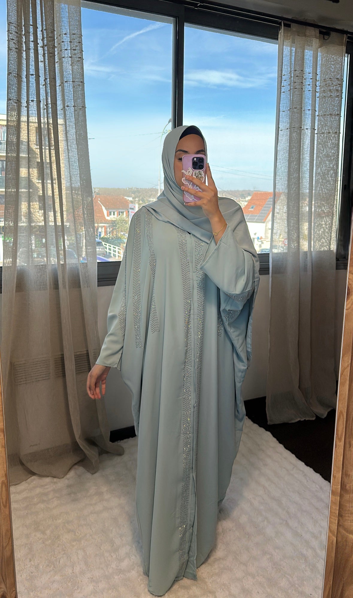 Abaya Alia - Vert d’eau + voile