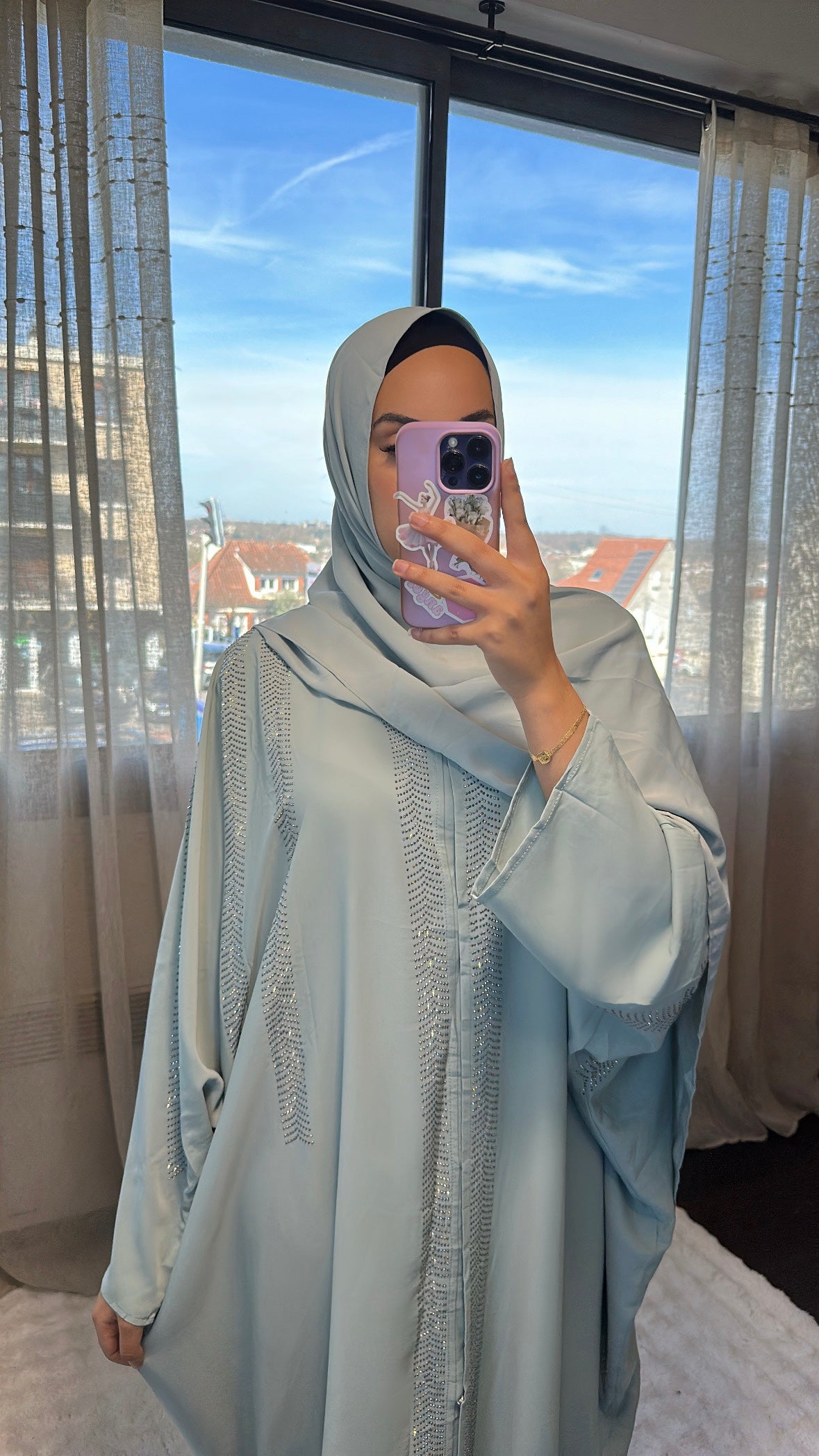 Abaya Alia - Vert d’eau + voile
