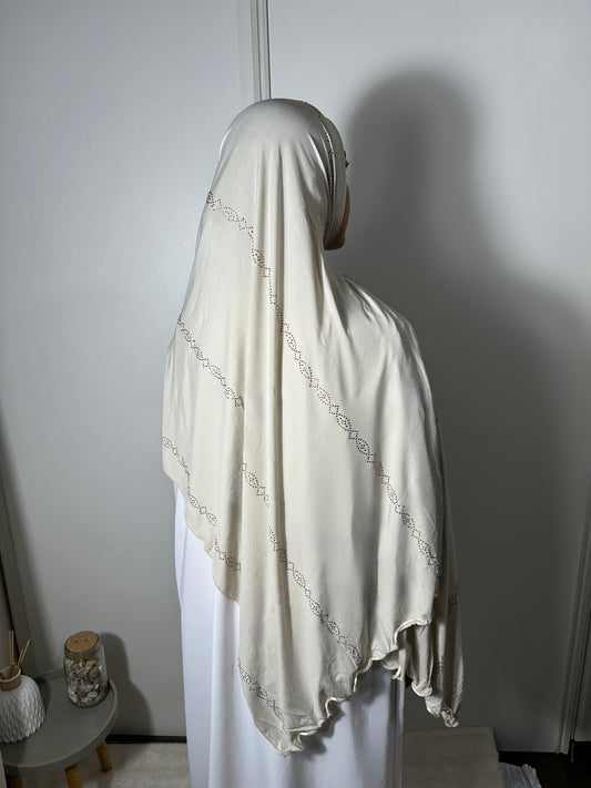 jersey de luxe strass - ondulé crème